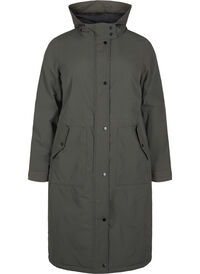 Parkas med hette og justerbar midje