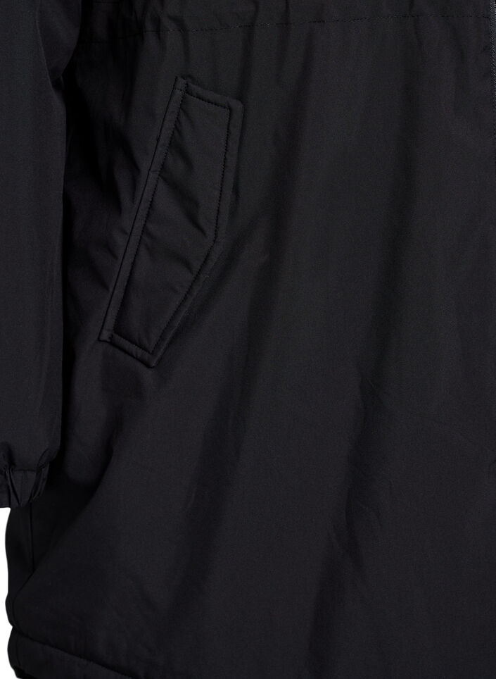 Lett polstret parka med hette, Svart, Packshot image number 3