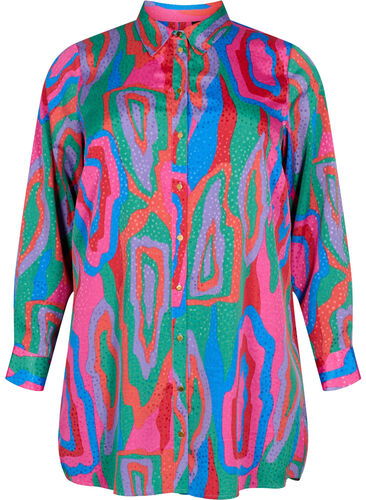 Lang mønstrete skjorte, Colorfull Art Print, Packshot image number 0