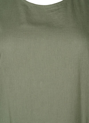 Zizzi Ermeløs kjole i bomullsblanding med lin, Deep Lichen Green, Packshot image number 2