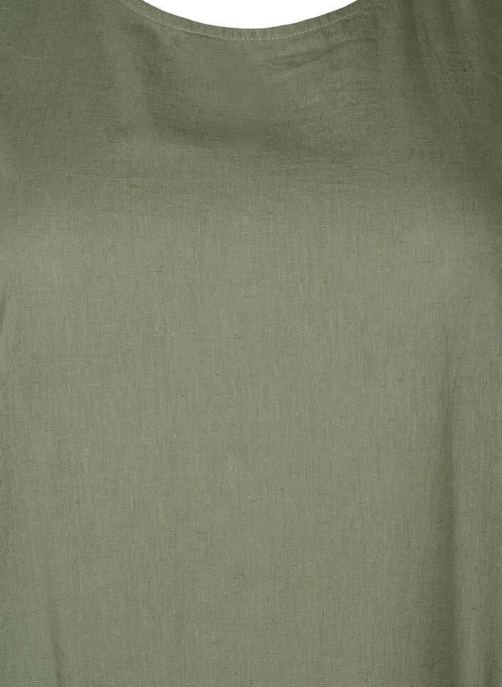 Ermeløs kjole i bomullsblanding med lin, Deep Lichen Green, Packshot image number 2