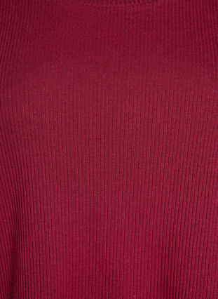 Zizzi Ribbestrikket jerseybluse med korte ermer, Mørk Bordeaux, Packshot image number 2