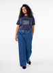 T-skjorte med maljer og trykk, Navy Washed , Model image number 2