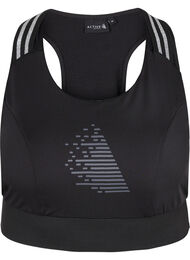 Sports-BH med glitter og krysset rygg, Black w. SilverLurex, Packshot