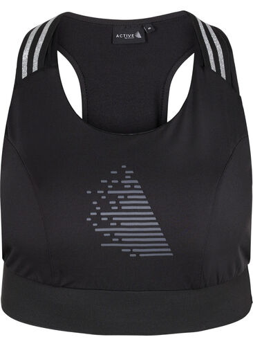 Sports-BH med glitter og krysset rygg, Black w. SilverLurex, Packshot image number 0