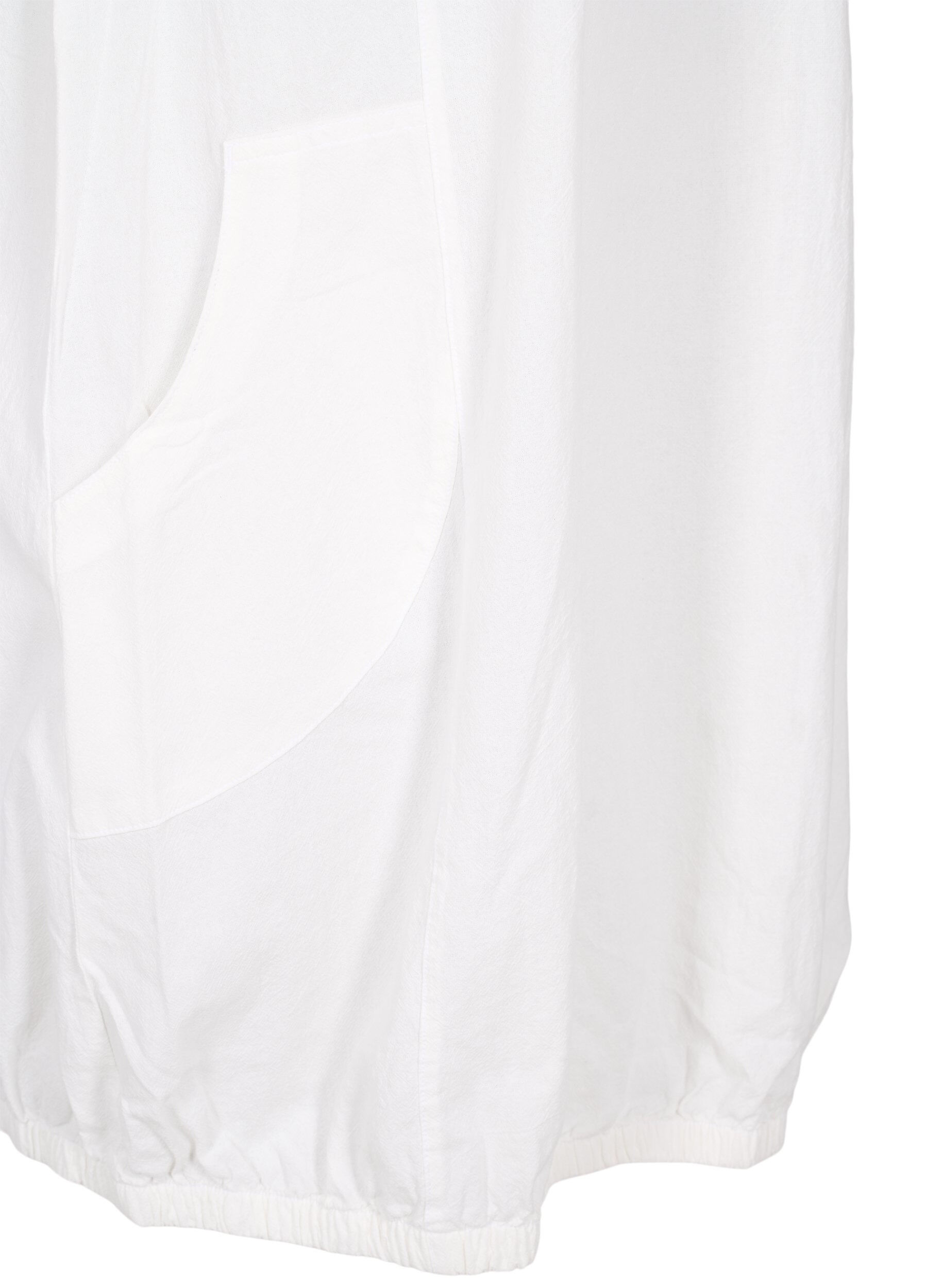 ZizziKortermet kjole i bomull, Hvit, Packshot image number 3