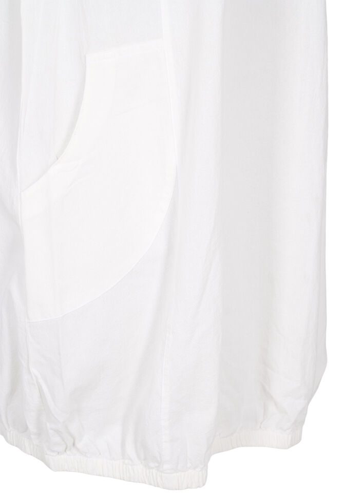 Kortermet kjole i bomull, Hvit, Packshot image number 3