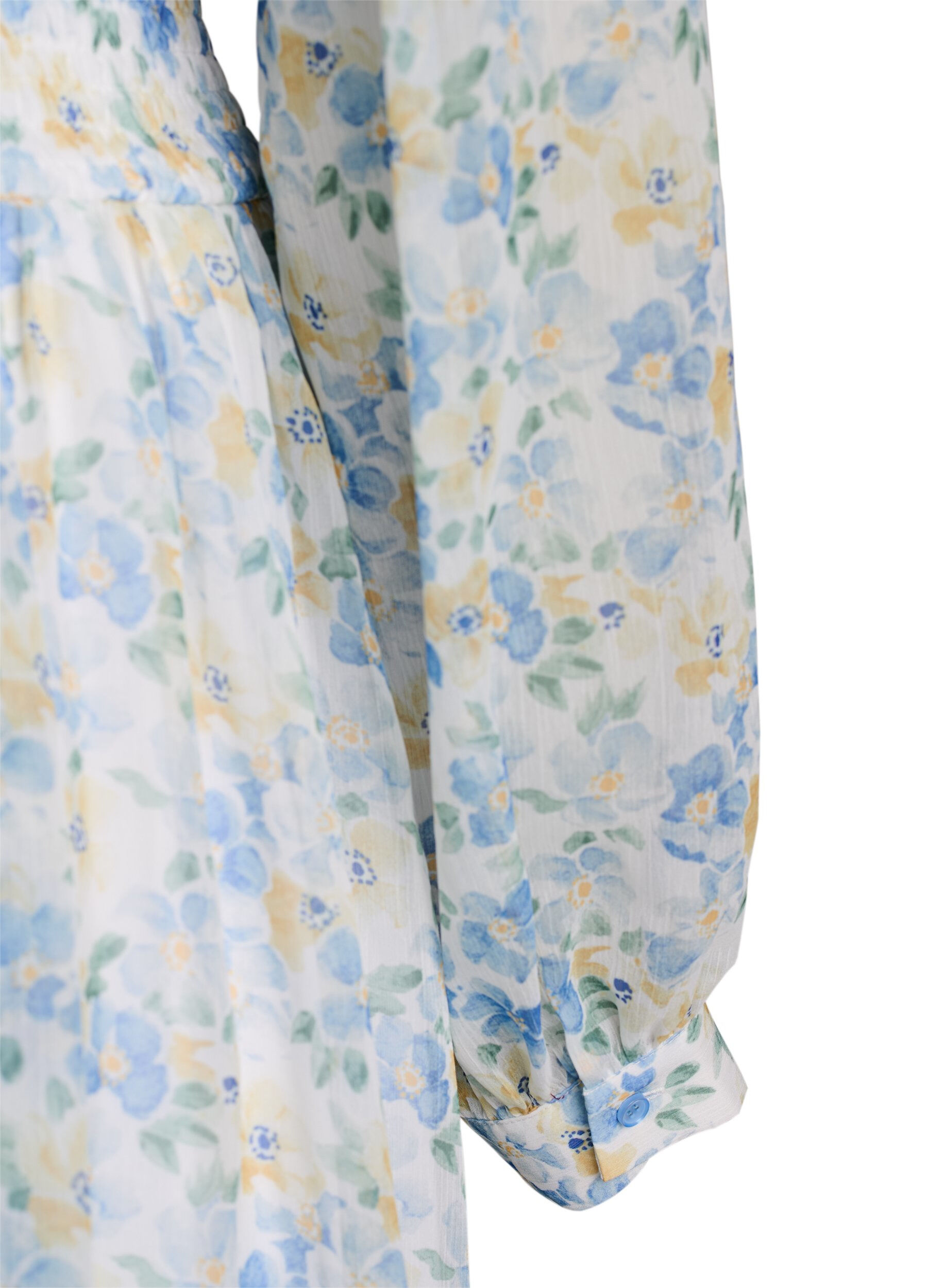 Zizzi Midi kjole med blomster og omslagseffekt smock, Bl&aring;, Packshot image number 3
