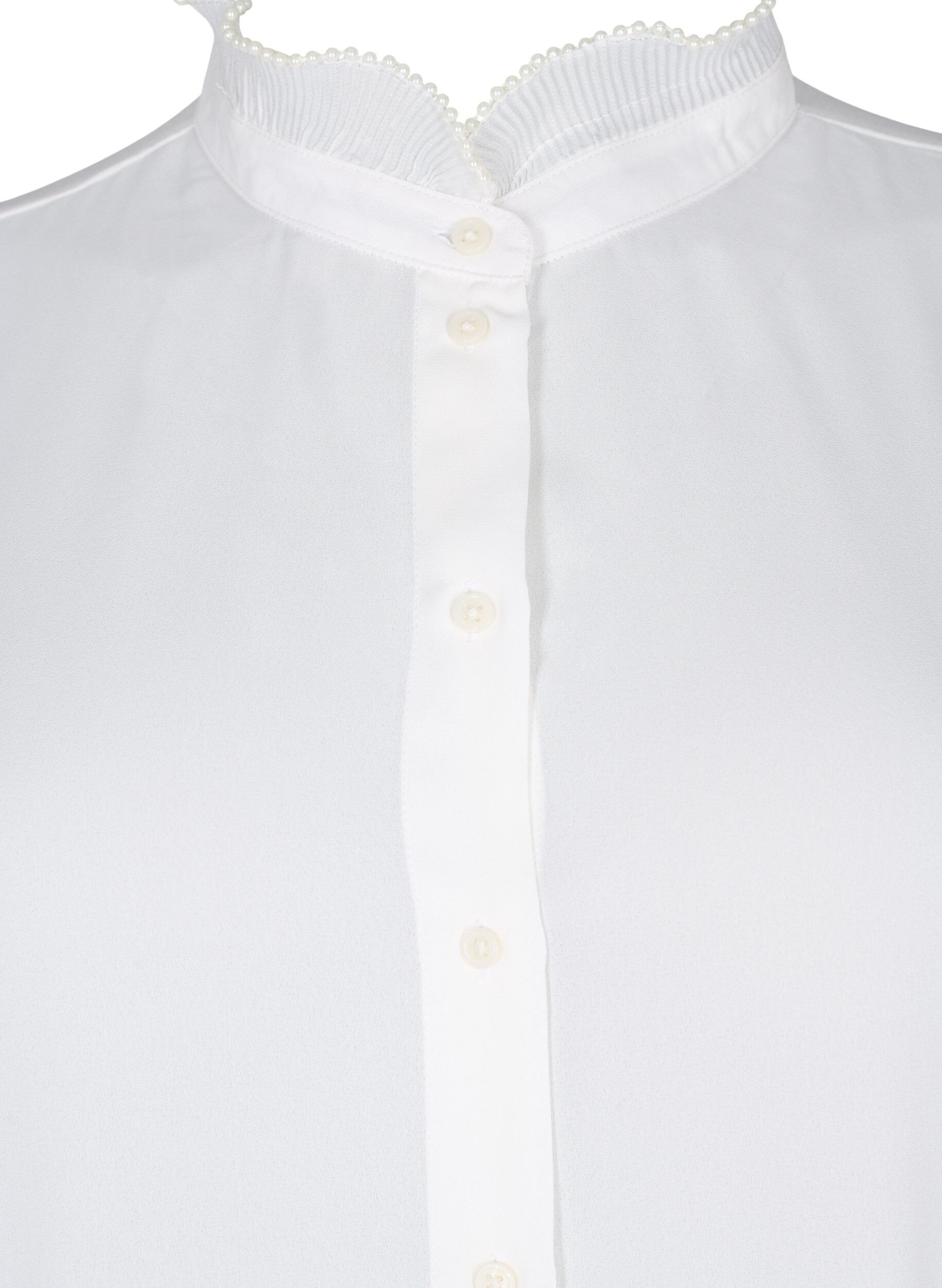 Zizzi Skjortebluse med volangdetaljer, Bright White, Packshot image number 2