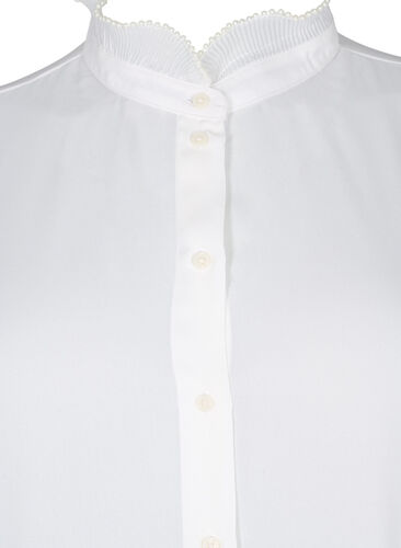 Skjortebluse med volangdetaljer, Bright White, Packshot image number 2