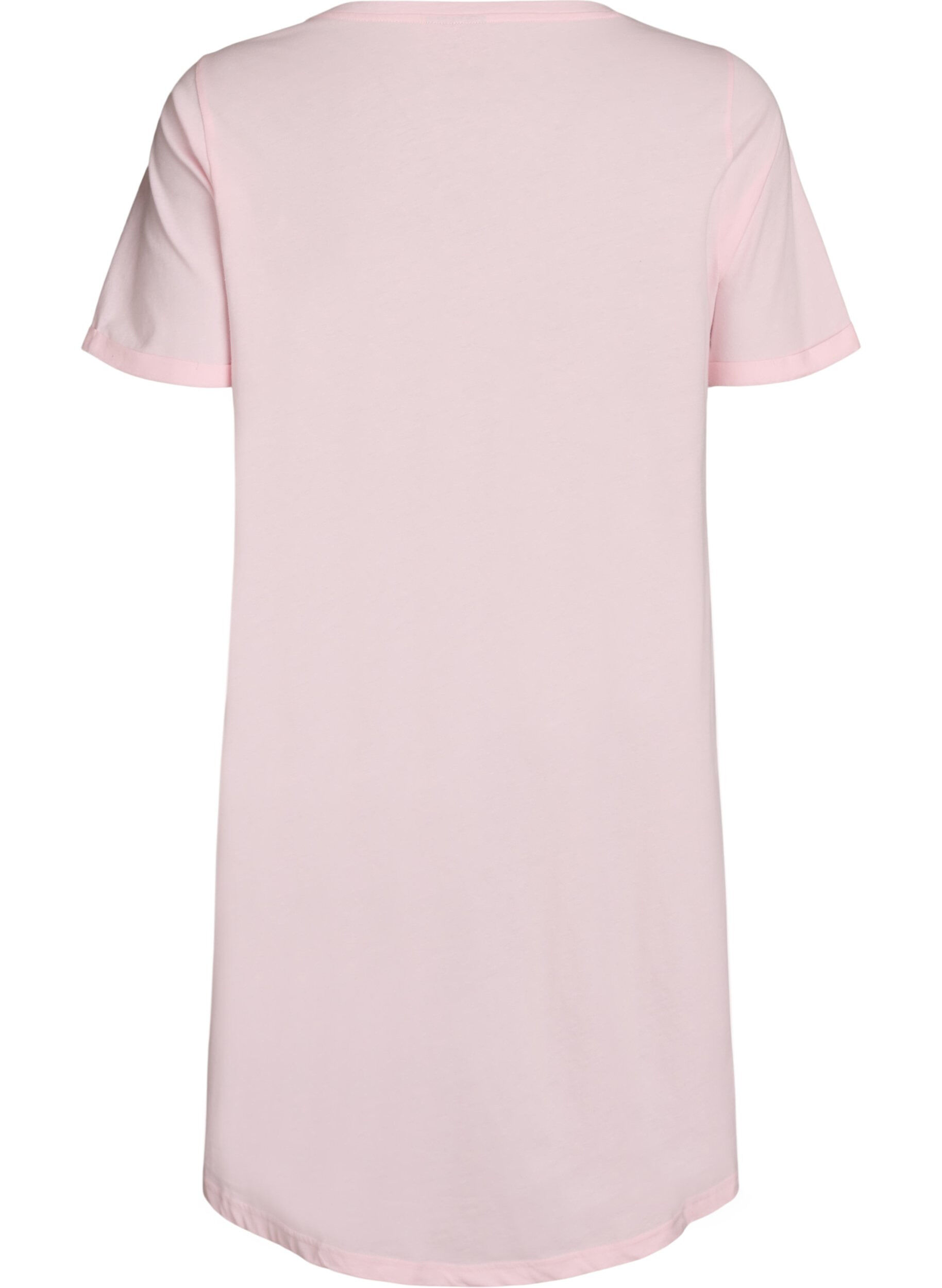 ZizziKortermet nattkjole i &oslash;kologisk bomull, Rosa, Packshot image number 1