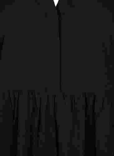 Ensfarget midikjole med 3/4-ermer, Black, Packshot image number 2