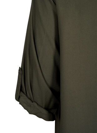 Skjortekjole i viskose med hette og 3/4-ermer, Thyme, Packshot image number 3