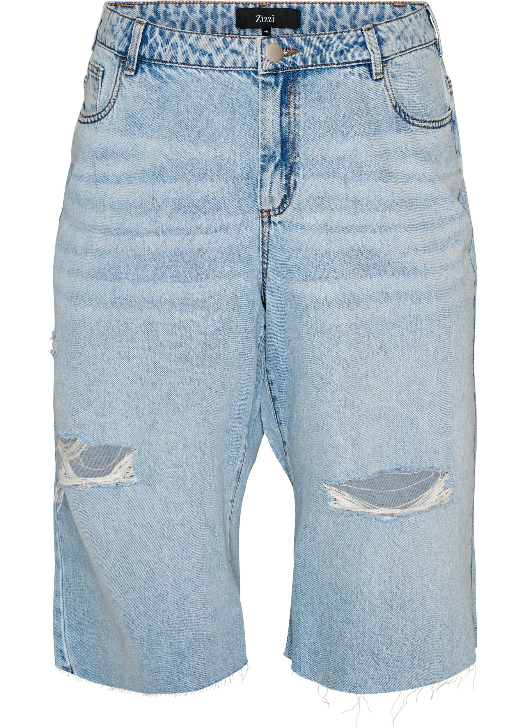 Cropped jeans med en avslappet stil og r&aring; kanter