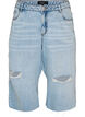 Cropped jeans med en avslappet stil og r&aring; kanter, Bl&aring;, Packshot image number 0