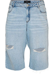 Cropped jeans med en avslappet stil og r&aring; kanter, Bl&aring;