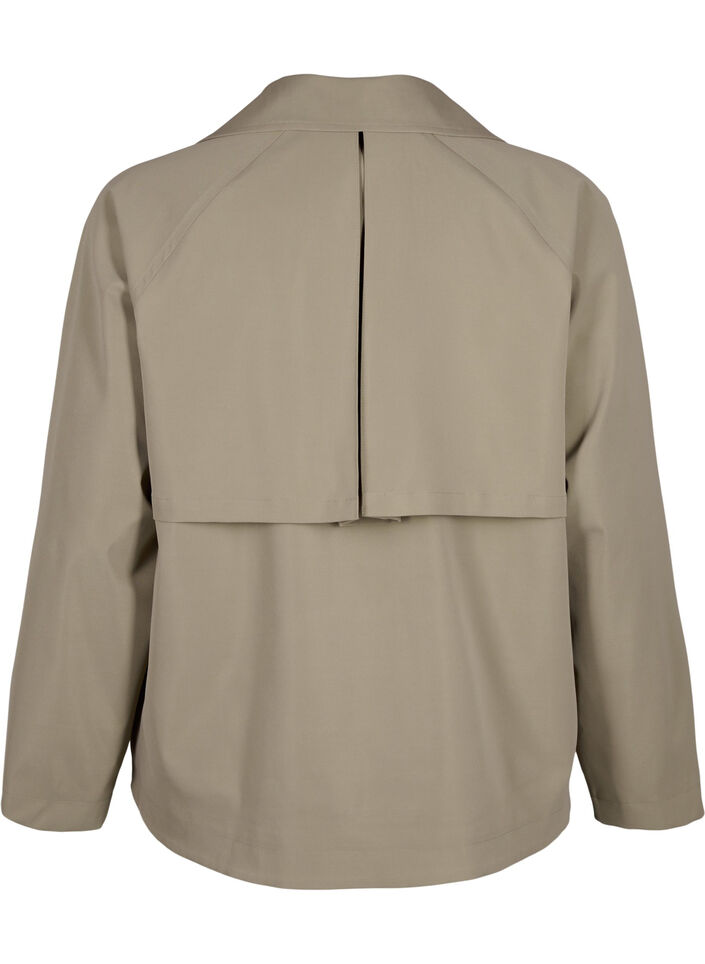 Kort trenchcoat med trykknapplukking, Coriander, Packshot image number 1