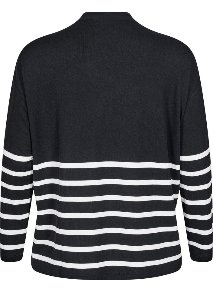 Bluse med høy hals og lange ermer, Svart, Packshot image number 1