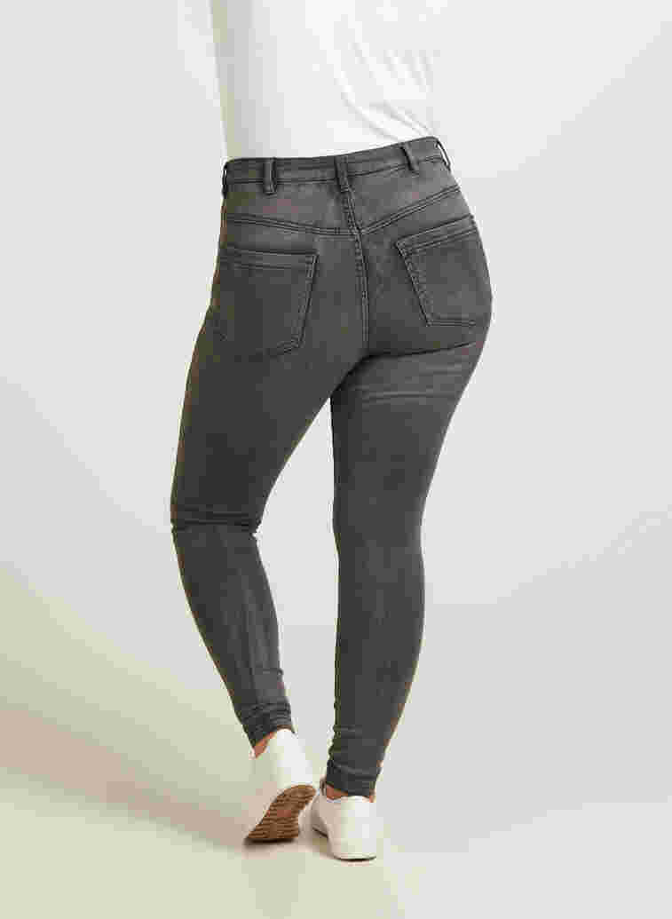 Super slim Amy jeans med høyt liv, Dk Grey Denim, Model image number 1