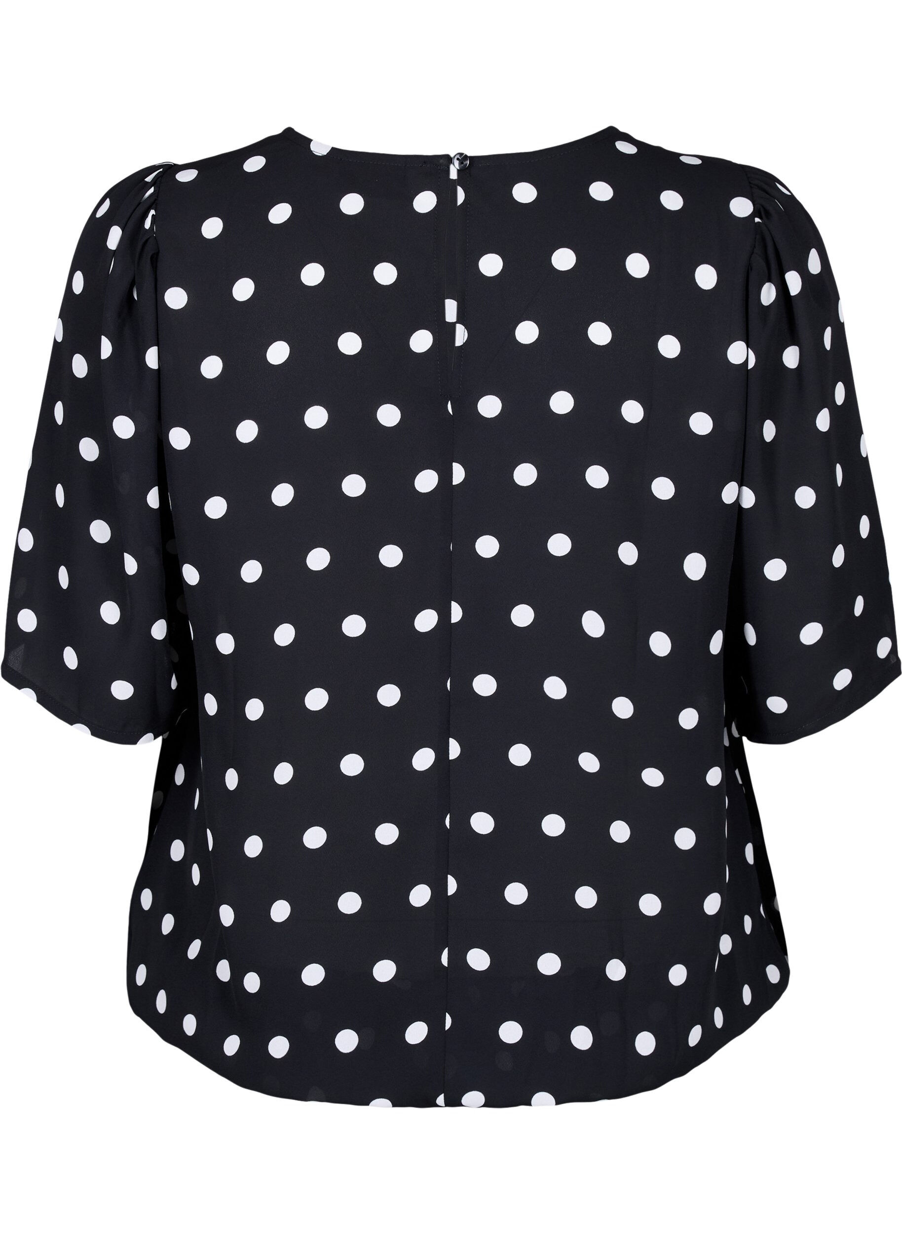 Zizzi Prikkete bluse med korte ermer, Black W. White Dot, Packshot image number 1