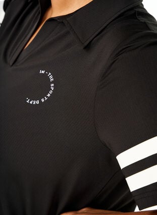 Zizzi Sporty poloskjorte med stripete detaljer, Svart, Model image number 3
