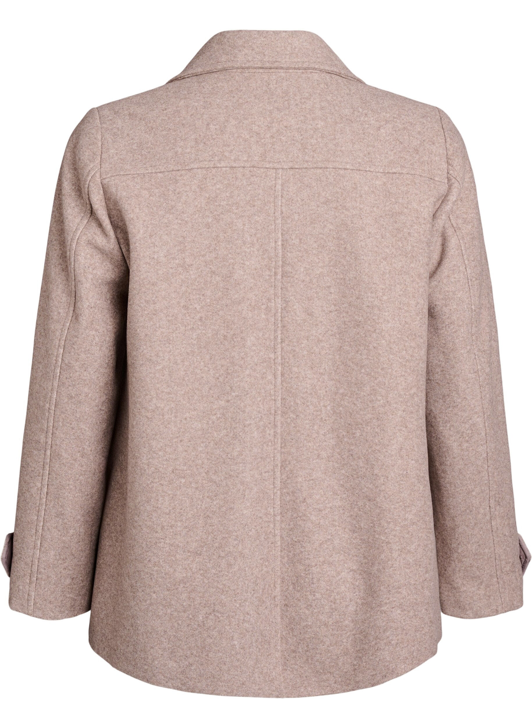 ZizziKort k&aring;pe med dobbeltradede knapper, Beige, Packshot image number 1