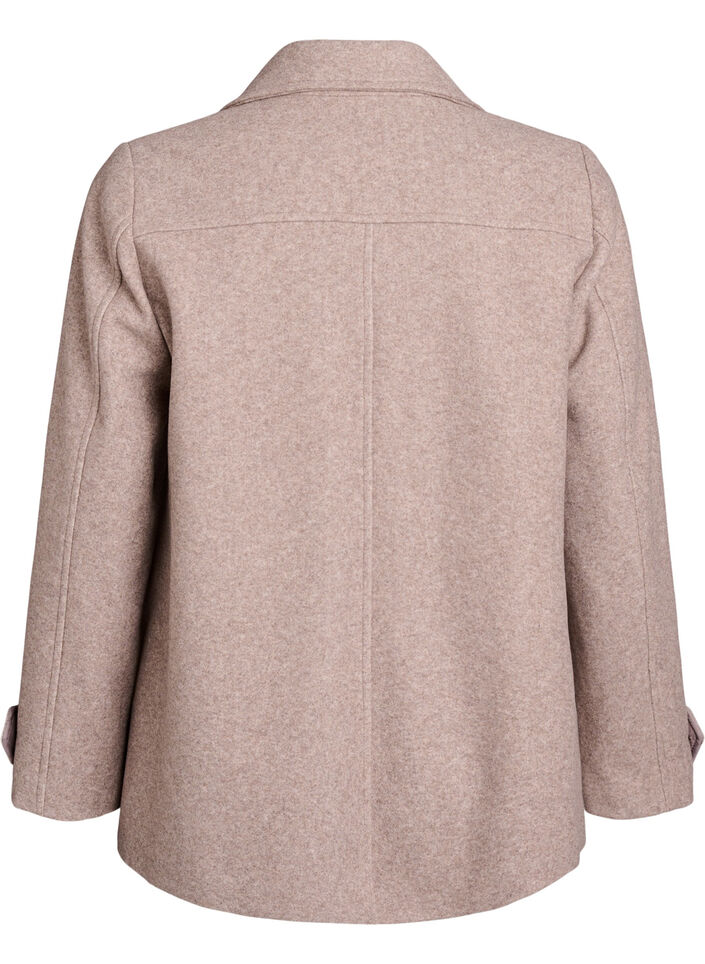 Kort k&aring;pe med dobbeltradede knapper, Beige, Packshot image number 1