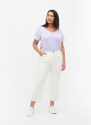 Ensfarget basis T-skjorte i bomull, Lavender, Model image number 2