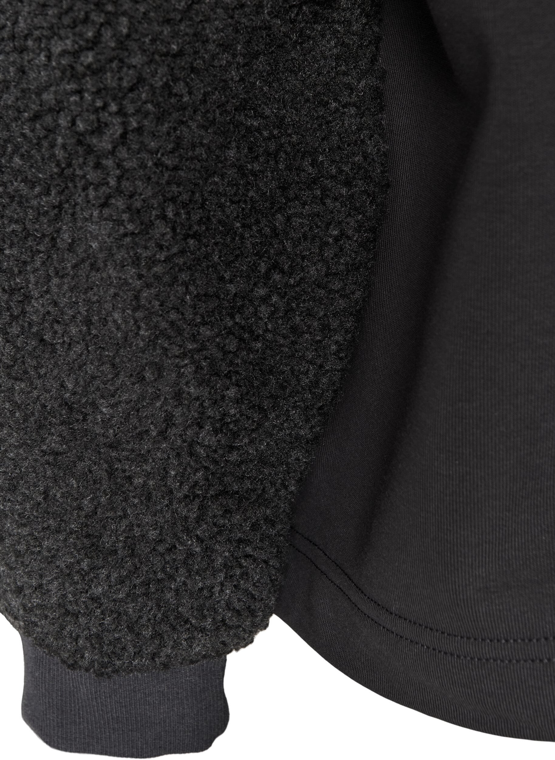 ZizziGenser med teddy ermer og h&oslash;y hals, Gr&aring;, Packshot image number 3