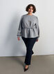 Bluse med knyting og puffermer, Gr&aring;, Model image number 1