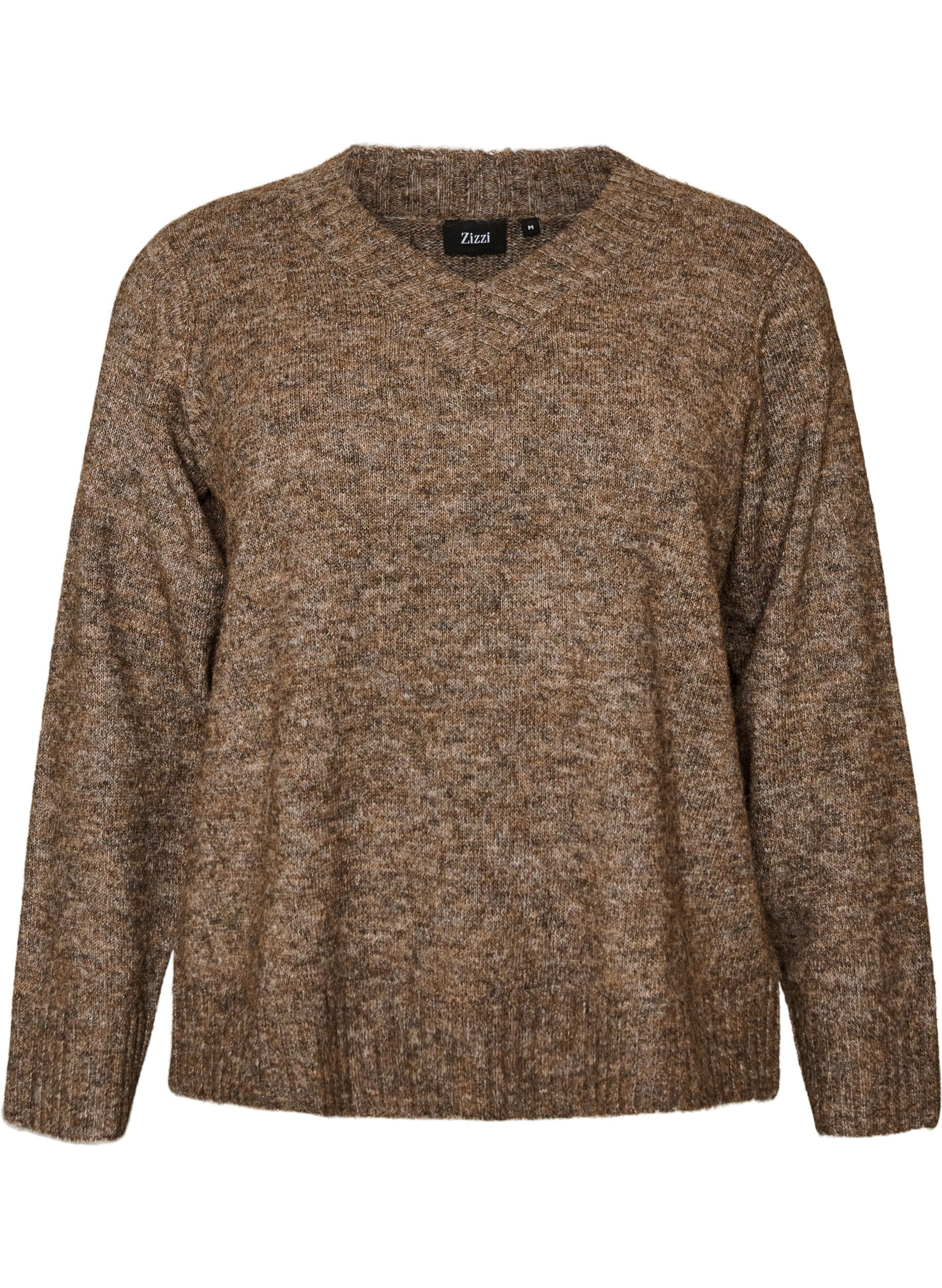 ZizziGenser med V-hals, Brun, Packshot image number 0