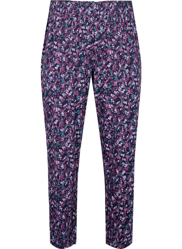 Pyjamasbukser i bomull med trykk, Bl&aring;, Packshot image number 0