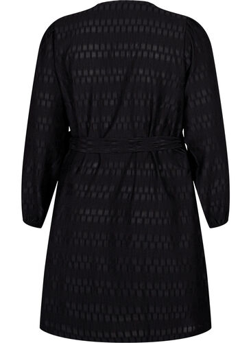 Omslagskjole med lange ermer, Black, Packshot image number 1