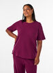 Bluse med tekstur og albuelange ermer, R&oslash;d, Model image number 0