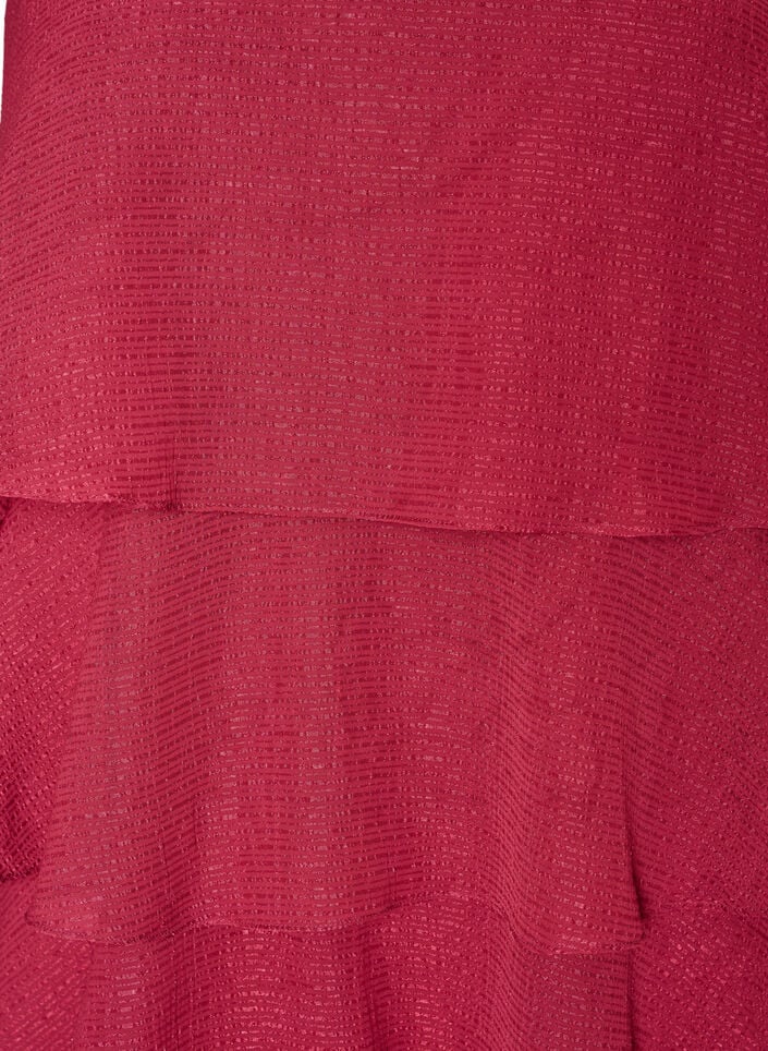 Lag-p&aring;-lag kjole med volanger og spaghetti-stropper, R&oslash;d, Packshot image number 2