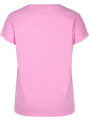 Melert T-skjorte i bomull, Cyclamen Melange, Packshot image number 1