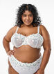 Balconette-BH i mesh med tusenfryd broderi, Hvit, Model image number 0