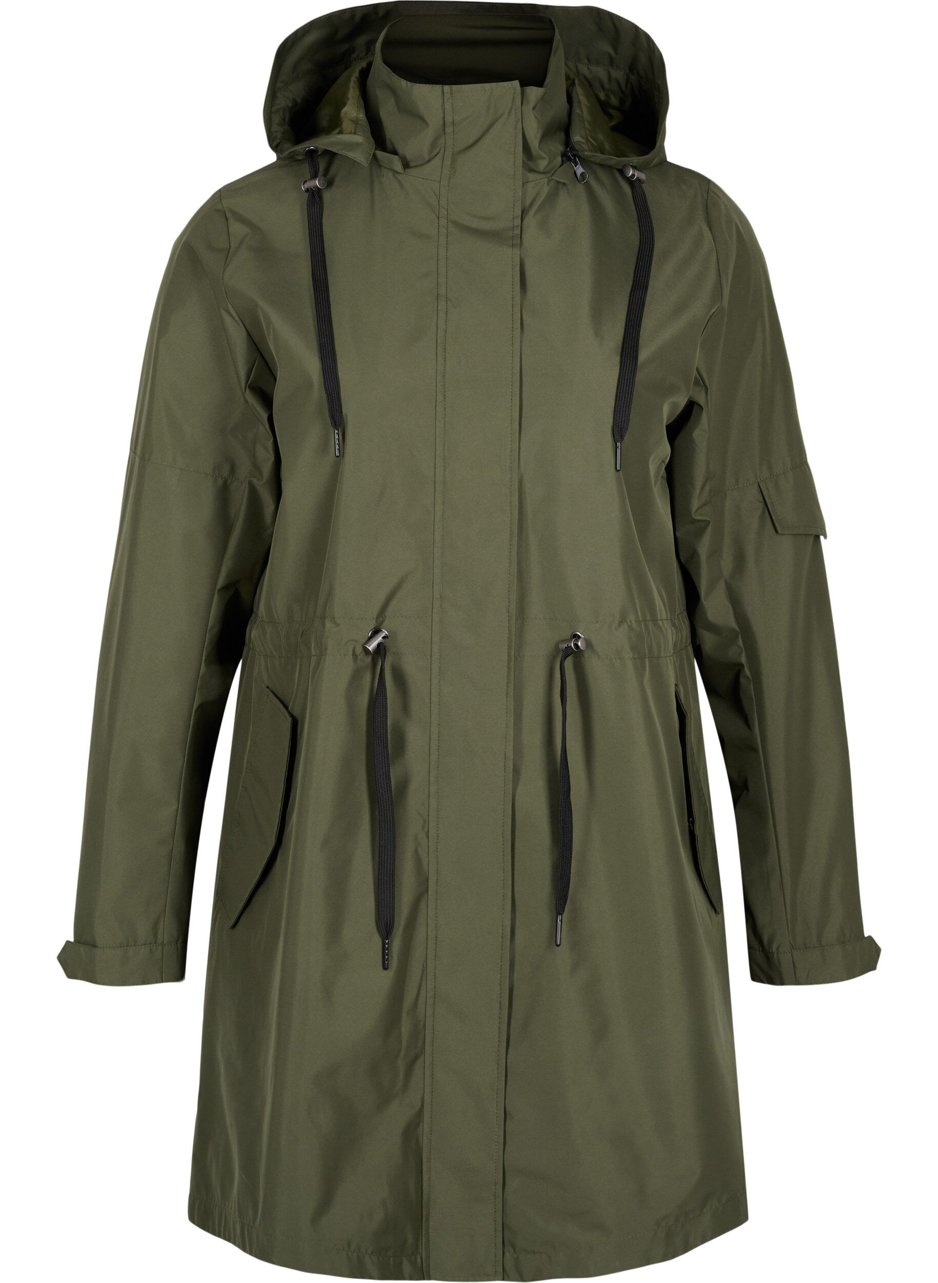 Zizzi Vanntett parkas med avtagbar hette, Forest Night, Packshot image number 0
