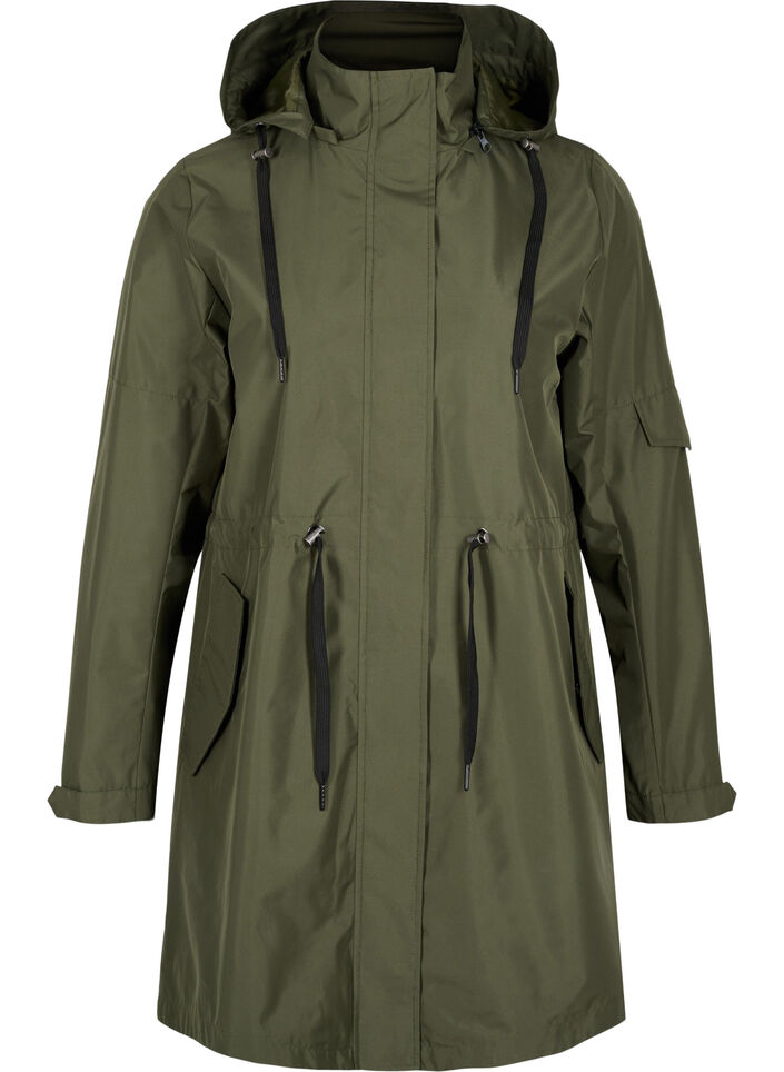Vanntett parkas med avtagbar hette, Forest Night, Packshot image number 0