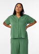 Bluse i bomullsmusselin med korte ermer, Gr&oslash;nn, Model image number 0