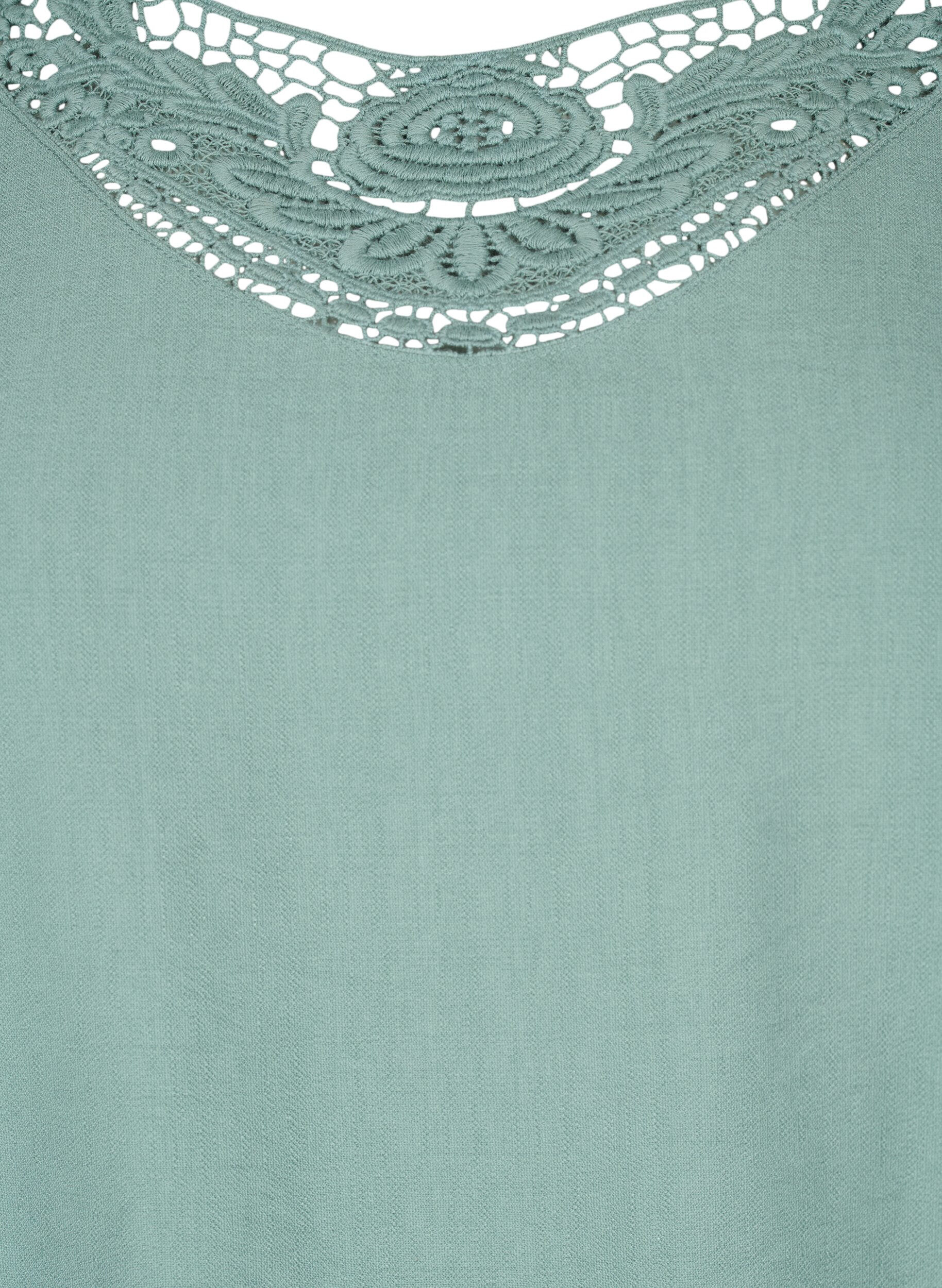 Zizzi Bluse i viskose med heklede detaljer, Chinois Green, Packshot image number 2