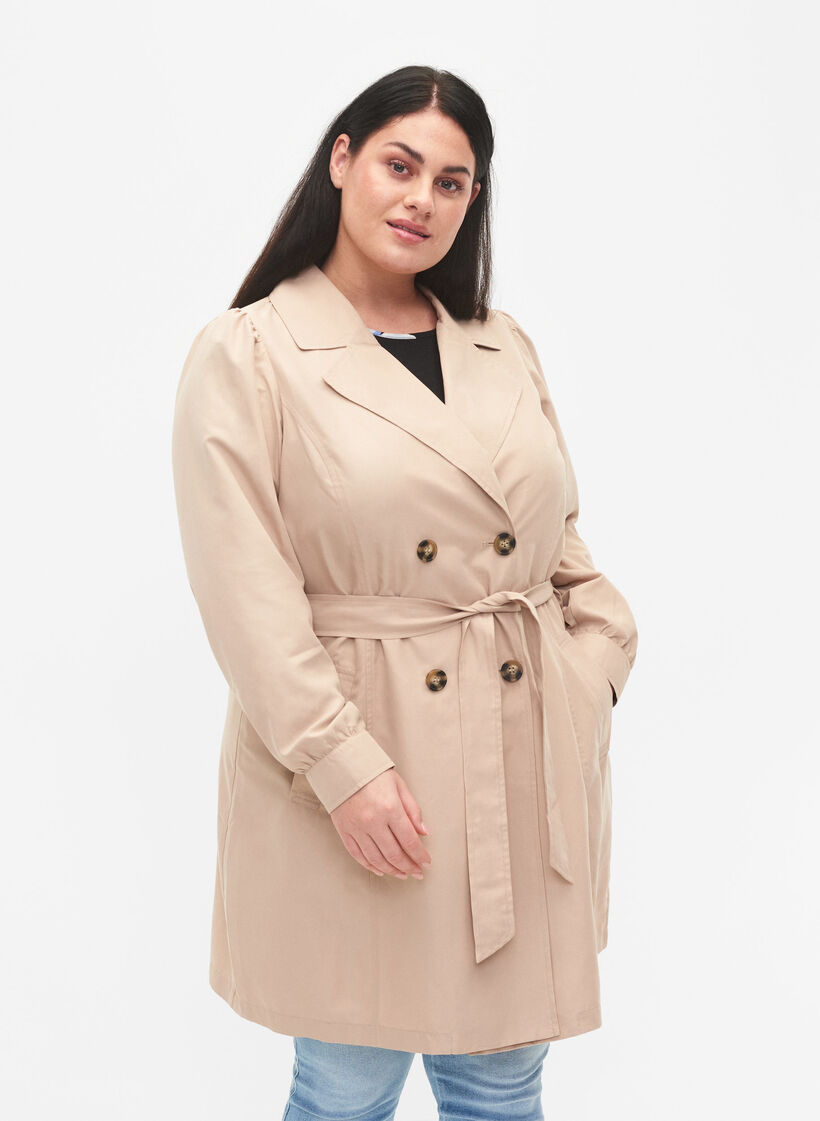 Trenchcoat med belte og lommer, Nomad, Model image number 0