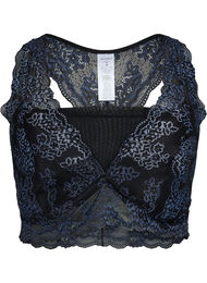 BH med blonder og mesh, Black w. blue lace