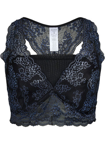 BH med blonder og mesh, Black w. blue lace, Packshot image number 0