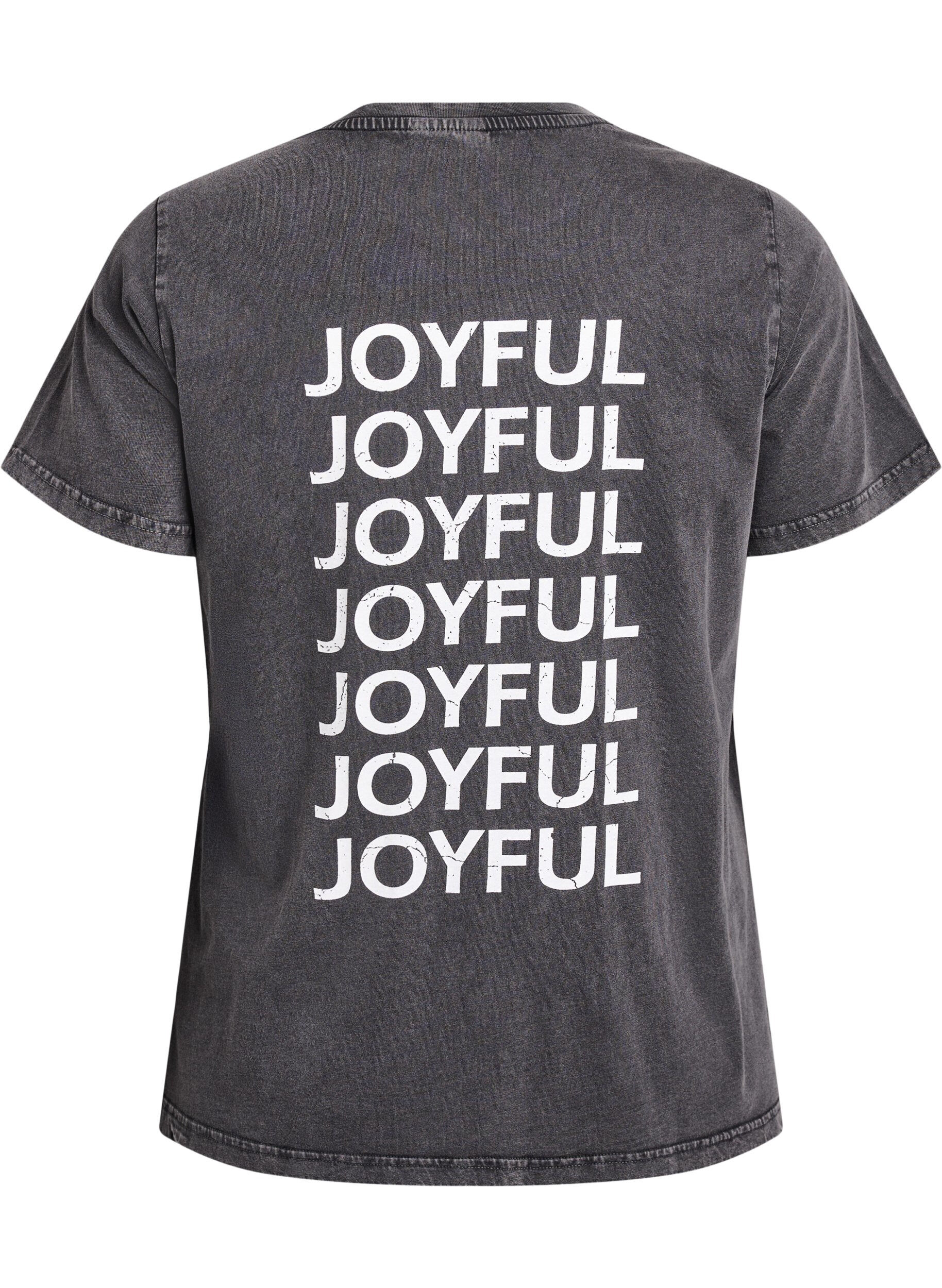 Zizzi T-skjorte i organisk bomull med trykk p&aring; ryggen, Gr&aring;, Packshot image number 1