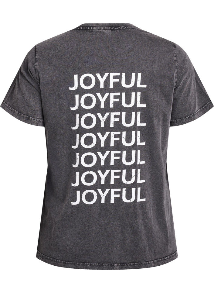 T-skjorte i organisk bomull med trykk på ryggen, Grå, Packshot image number 1