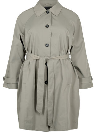 Zizzi Trenchcoat med lommer og belte, Sea Spray, Packshot image number 0