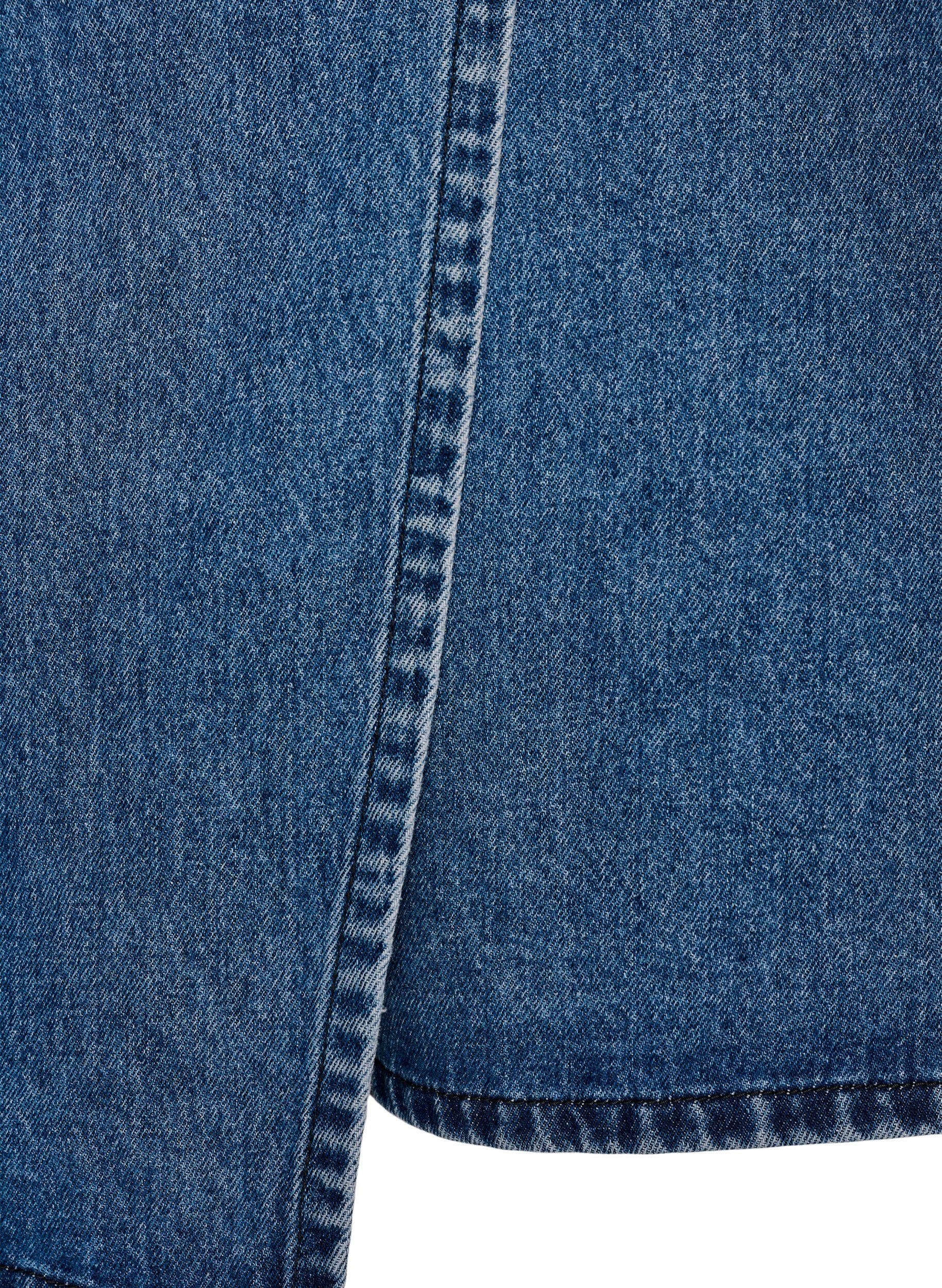 Zizzi Kort denim A-linje skj&oslash;rt, Bl&aring;, Packshot image number 3