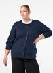 Finstrikket cardigan med rund hals, Bl&aring;, Model image number 0
