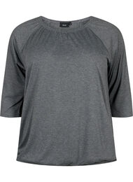 Stripete bluse med 3/4 ermer, Dark Grey Melange
